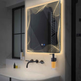 Espejo LED Cuadrado | Botones táctiles | Función antivaho | Luz blanca cálida - Reyze Seria Simetria Model 3